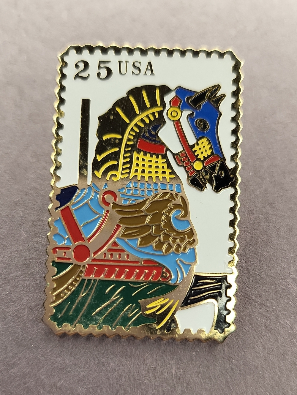 Multicolor Enamel Carousel Horse Stamp Brooch